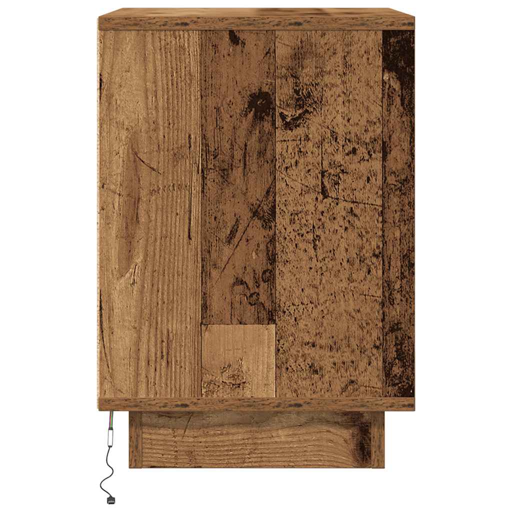Noćni ormarić s LED svjetlima boja drva 38x34x50 cm