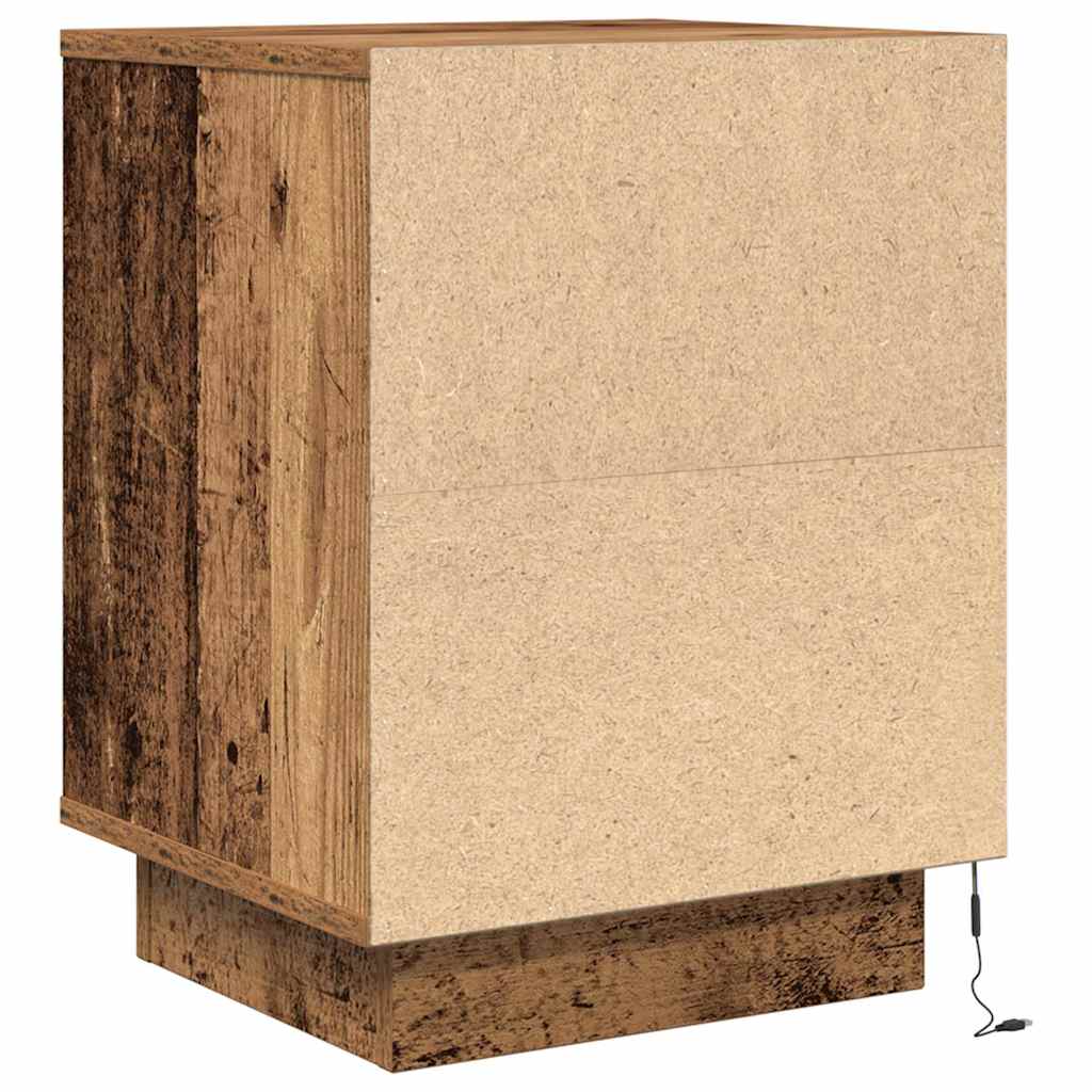 Noćni ormarić s LED svjetlima boja drva 38x34x50 cm
