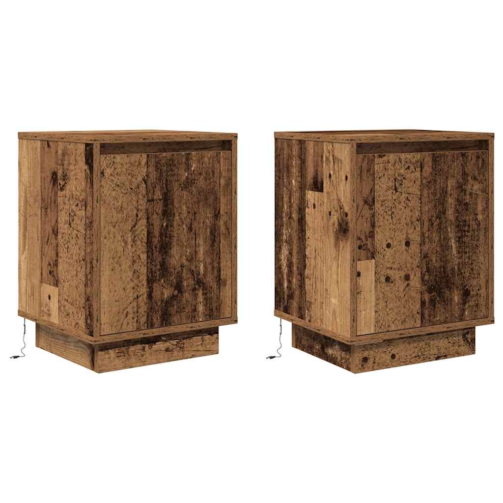 Noćni ormarići s LED svjetlima 2 kom boja drva 38x34x50 cm