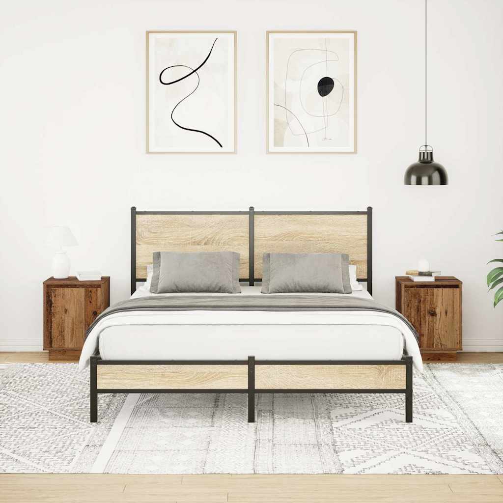 Noćni ormarići s LED svjetlima 2 kom boja drva 38x34x50 cm
