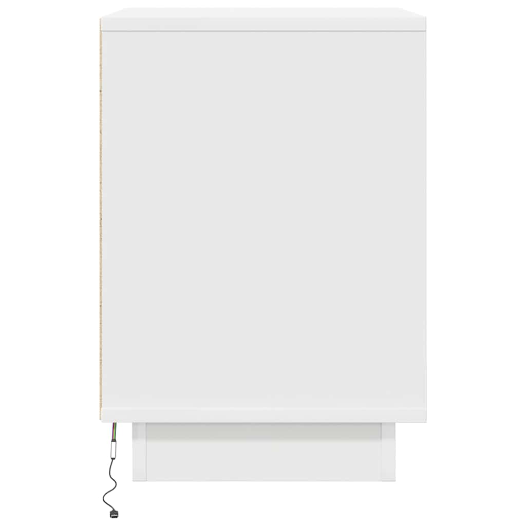 Noćni ormarić s LED svjetlima bijeli 38x34x50 cm