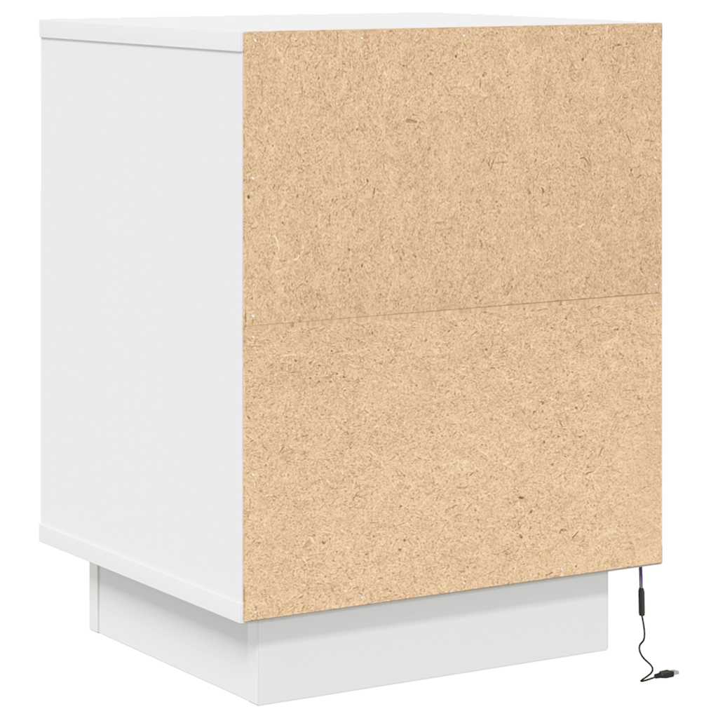 Noćni ormarić s LED svjetlima bijeli 38x34x50 cm
