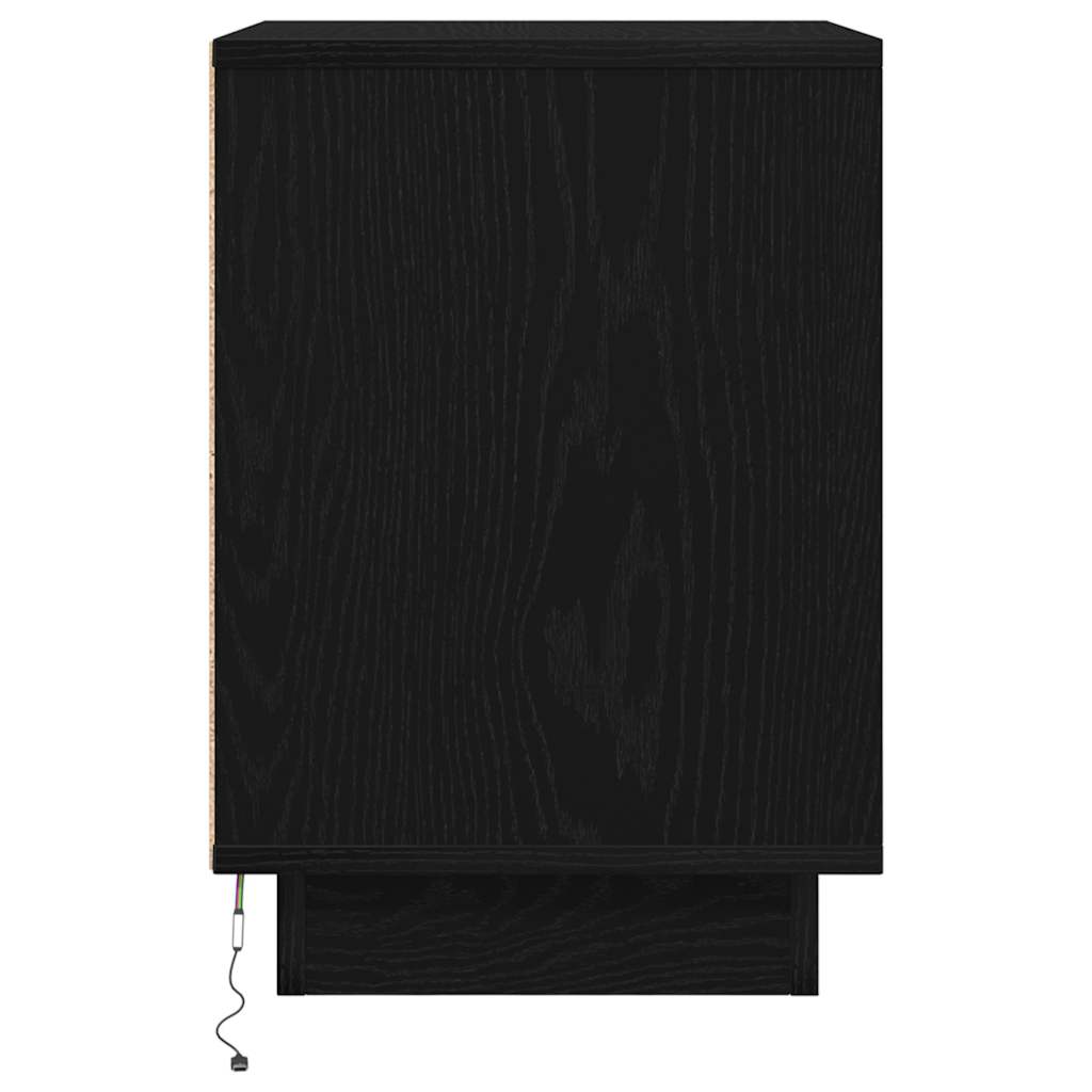 Noćni ormarić s LED svjetlima crni 38x34x50 cm