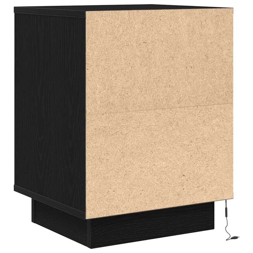 Noćni ormarić s LED svjetlima crni 38x34x50 cm