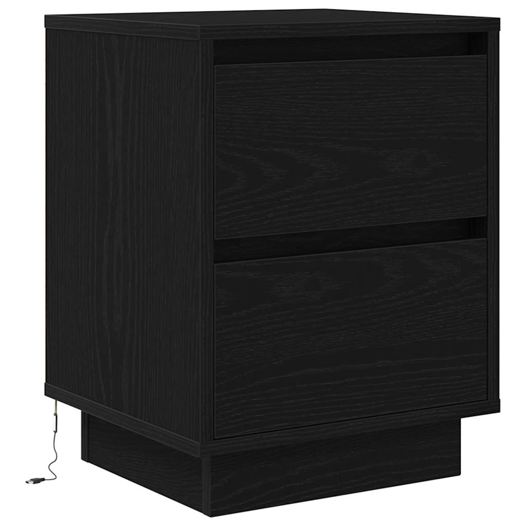 Noćni ormarići s LED svjetlima 2 kom crni 38x34x50 cm