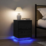 Noćni ormarići s LED svjetlima 2 kom crni 38x34x50 cm
