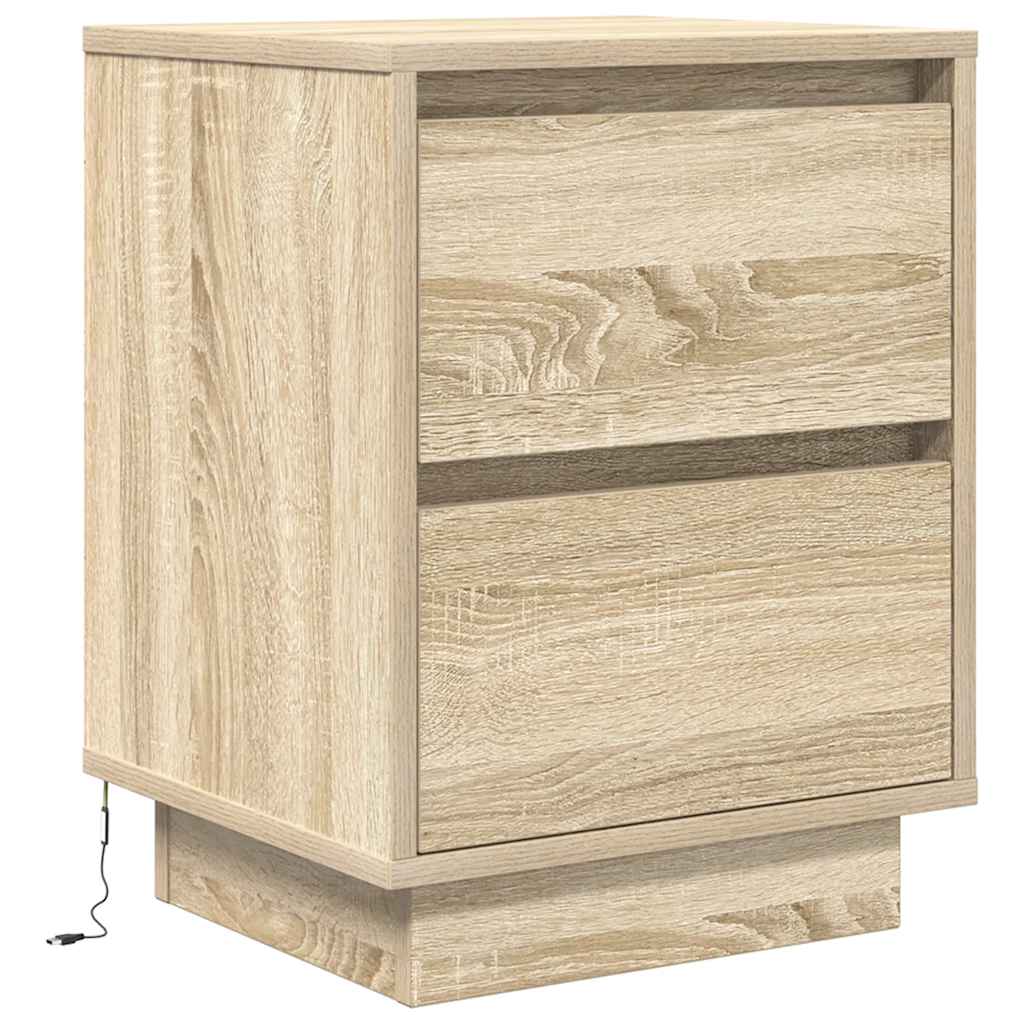 Noćni ormarić s LED svjetlima boja hrasta sonome 38x34x50 cm
