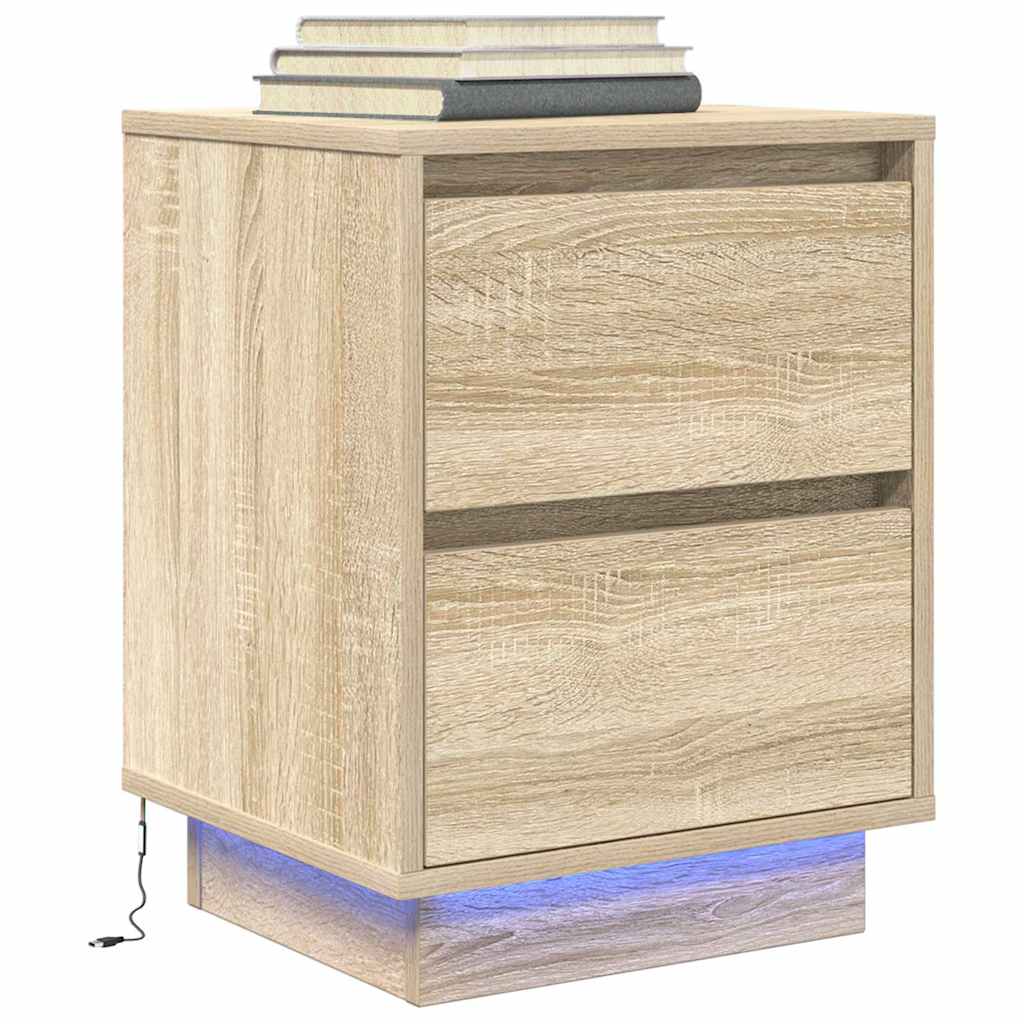 Noćni ormarić s LED svjetlima boja hrasta sonome 38x34x50 cm