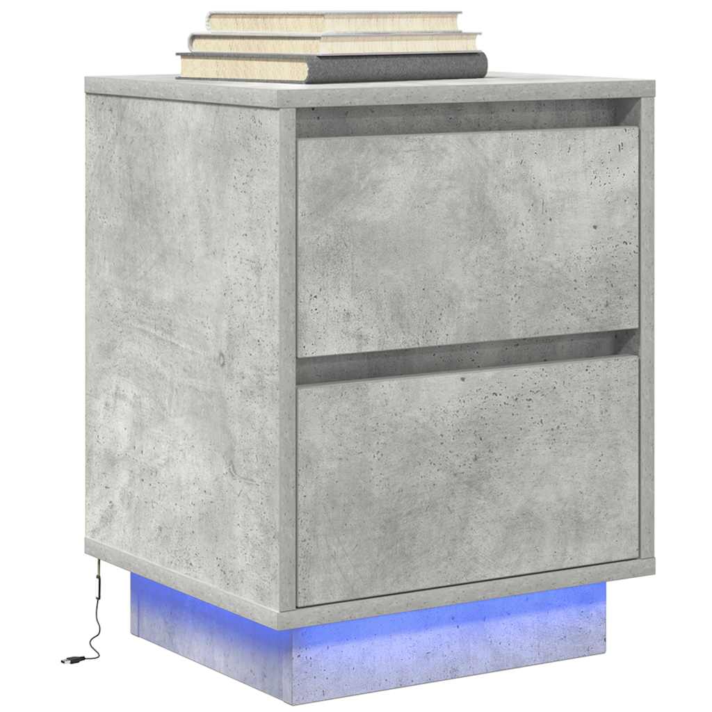 Noćni ormarići s LED svjetlima 2 kom boja betona 38x34x50 cm