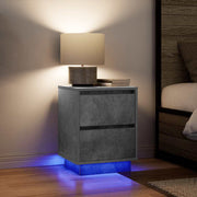 Noćni ormarići s LED svjetlima 2 kom boja betona 38x34x50 cm