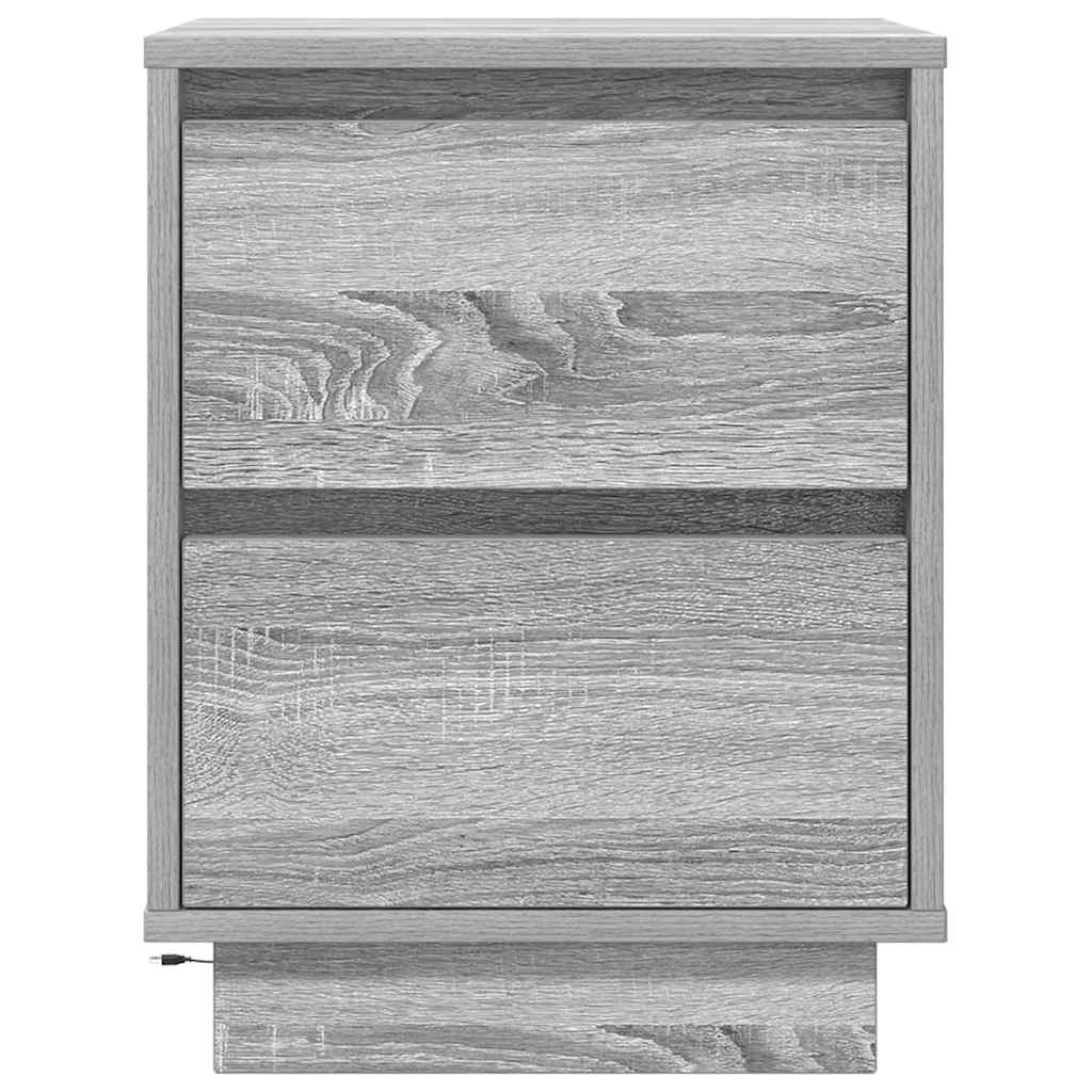 Noćni ormarić s LED svjetlima siva boja hrasta 38x34x50 cm