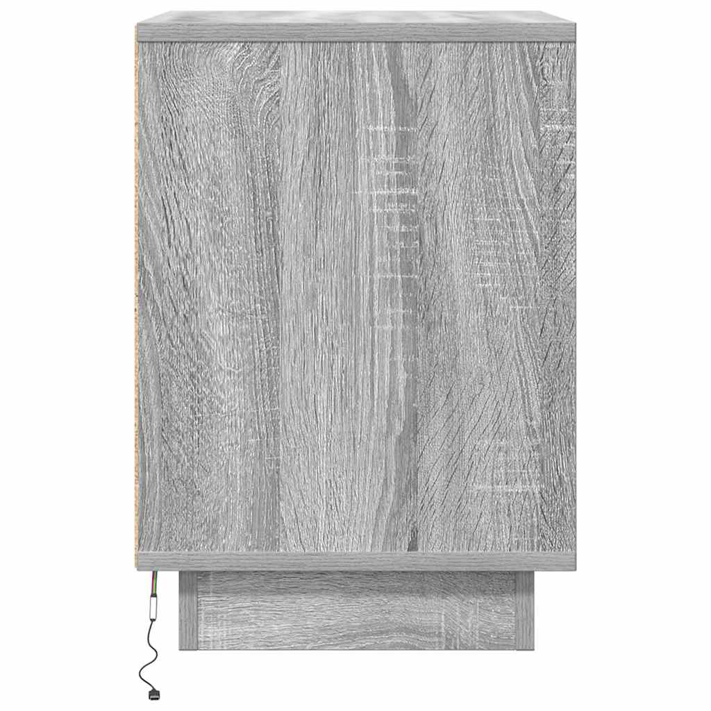 Noćni ormarić s LED svjetlima siva boja hrasta 38x34x50 cm