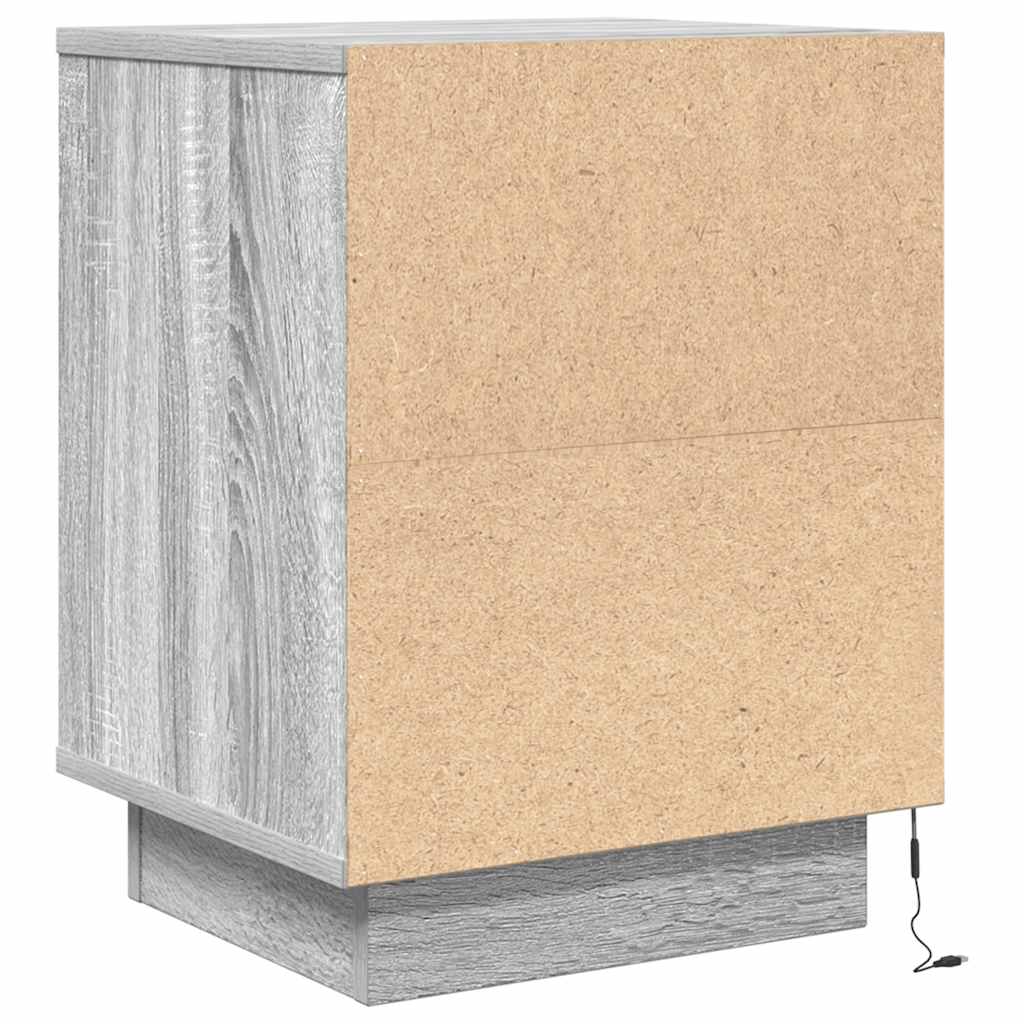 Noćni ormarić s LED svjetlima siva boja hrasta 38x34x50 cm