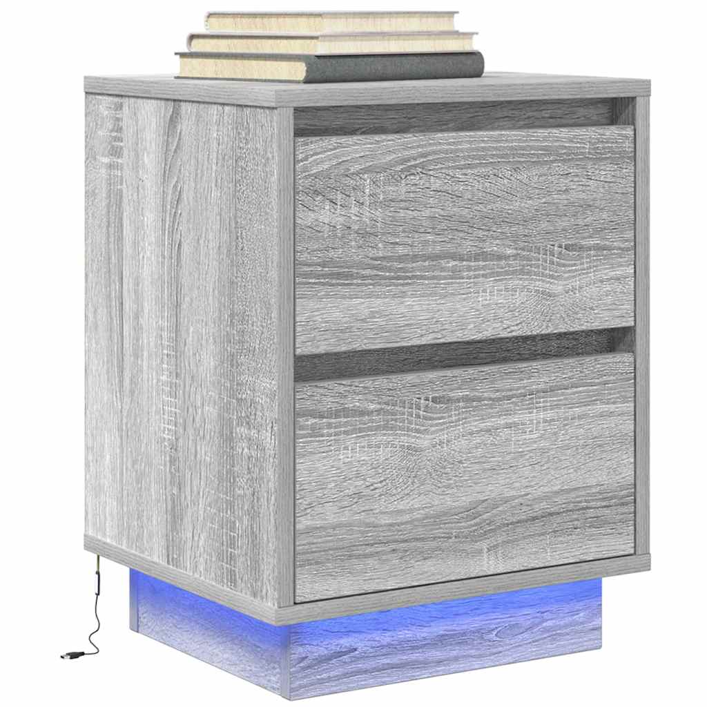 Noćni ormarići s LED svjetlima 2 kom boja hrasta 38x34x50 cm