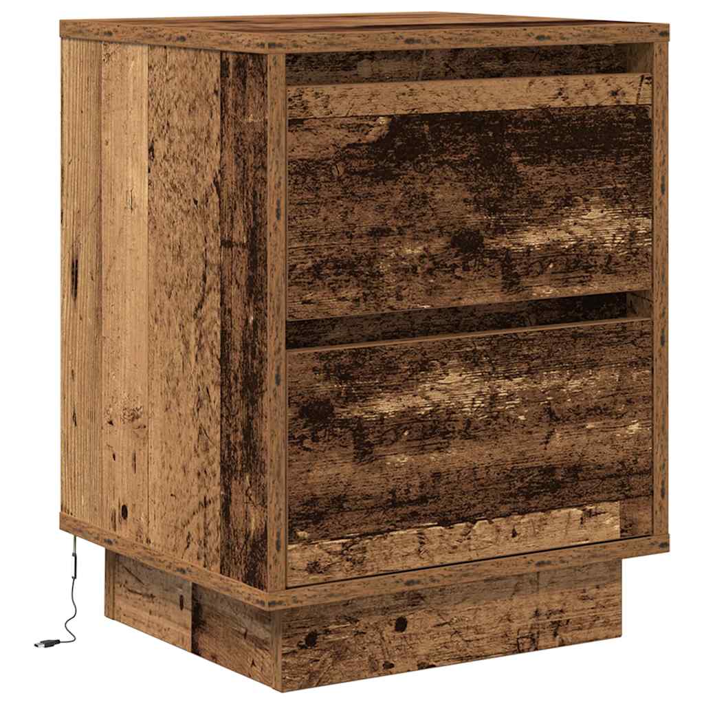 Noćni ormarić s LED svjetlima boja drva 38x34x50 cm