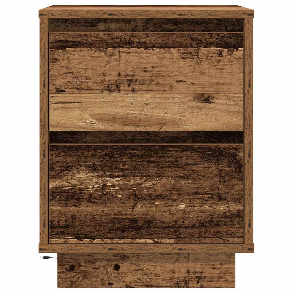 Noćni ormarić s LED svjetlima boja drva 38x34x50 cm