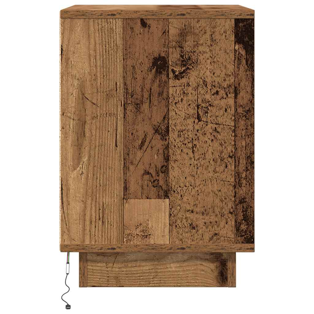 Noćni ormarić s LED svjetlima boja drva 38x34x50 cm