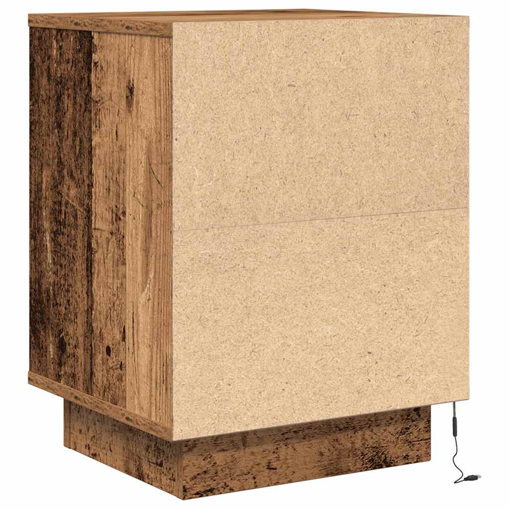 Noćni ormarić s LED svjetlima boja drva 38x34x50 cm