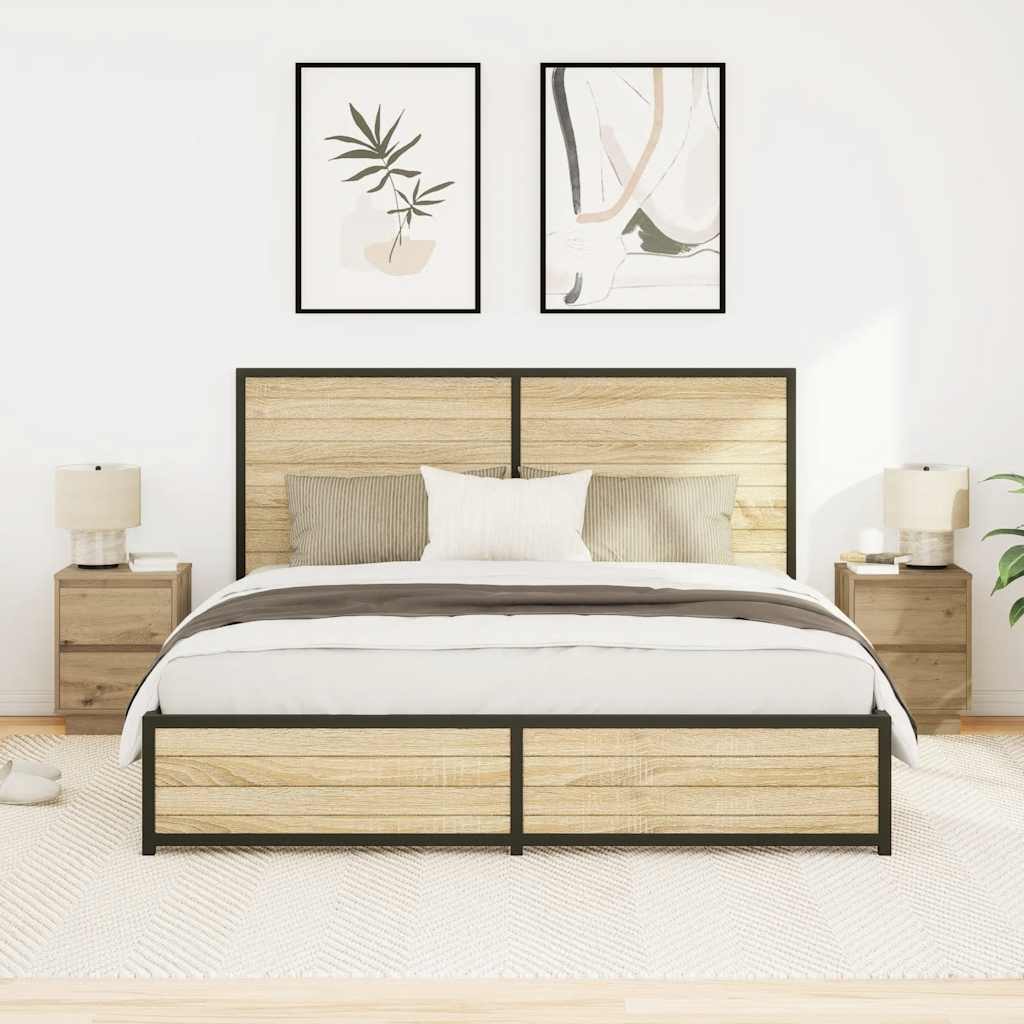 Noćni ormarići s LED svjetlima 2 kom boja hrasta 38x34x50 cm