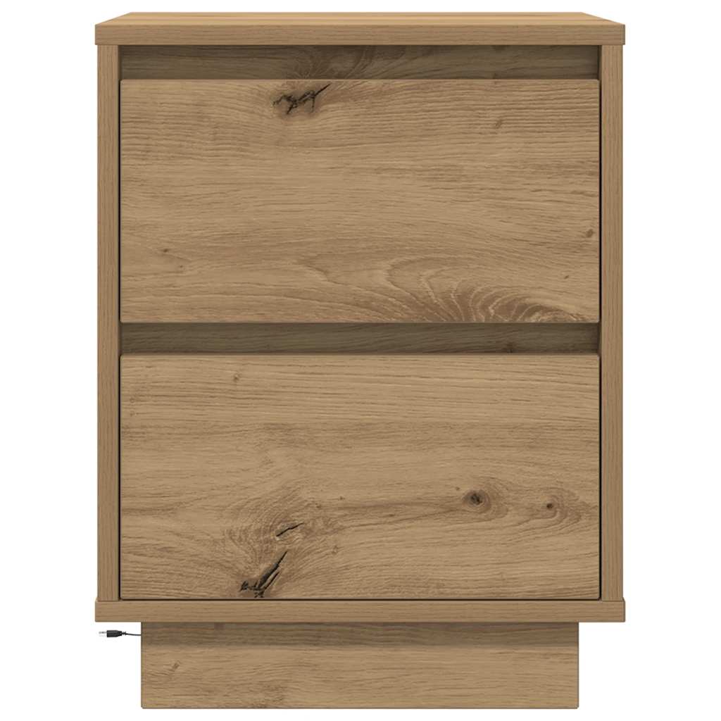 Noćni ormarići s LED svjetlima 2 kom boja hrasta 38x34x50 cm