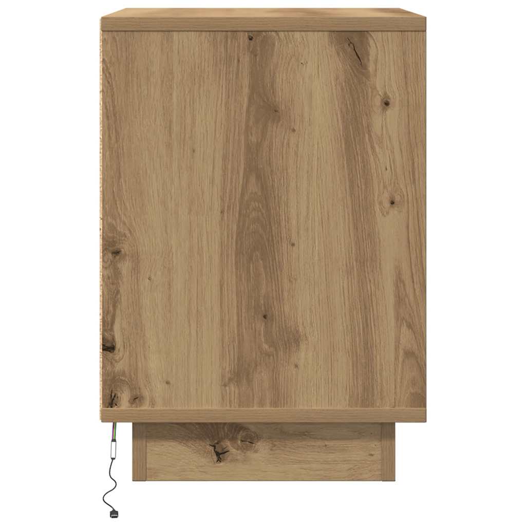 Noćni ormarići s LED svjetlima 2 kom boja hrasta 38x34x50 cm