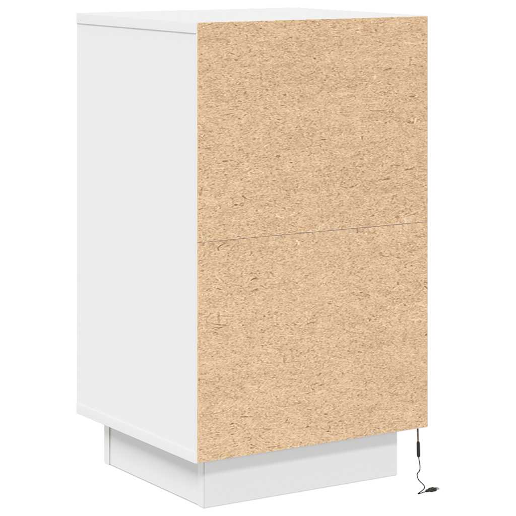 Noćni ormarić s LED svjetlima bijeli 38x34x65 cm