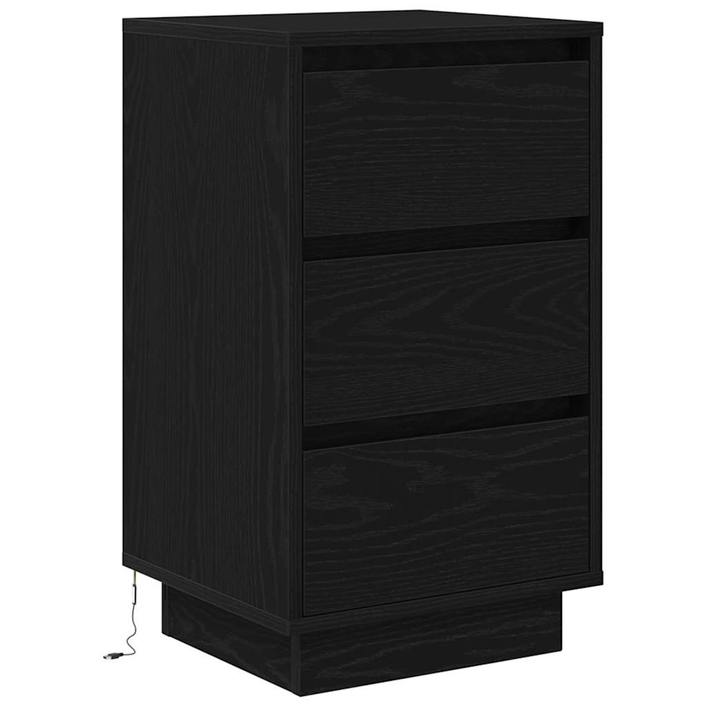 Noćni ormarić s LED svjetlima crni 38x34x65 cm