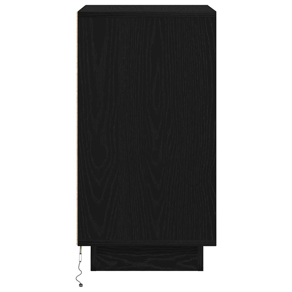 Noćni ormarić s LED svjetlima crni 38x34x65 cm
