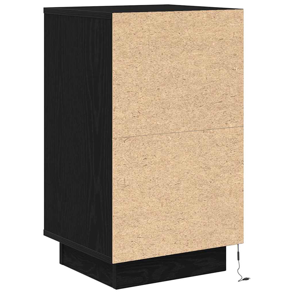 Noćni ormarić s LED svjetlima crni 38x34x65 cm