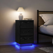 Noćni ormarić s LED svjetlima crni 38x34x65 cm