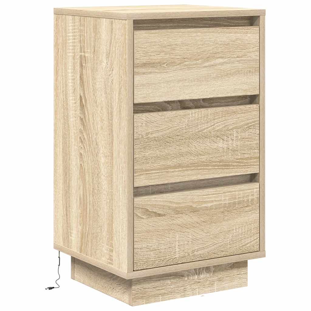 Noćni ormarić s LED svjetlima boja hrasta sonome 38x34x65 cm