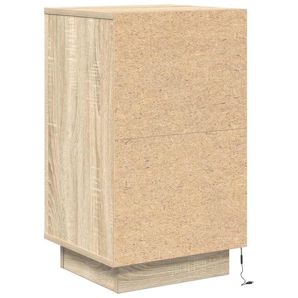 Noćni ormarić s LED svjetlima boja hrasta sonome 38x34x65 cm