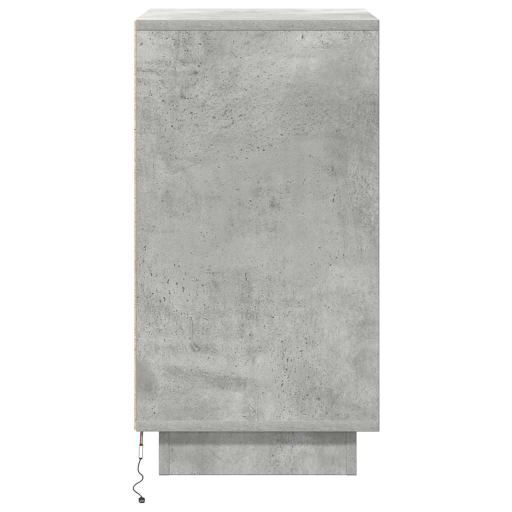Noćni ormarić s LED svjetlima siva boja betona 38x34x65 cm