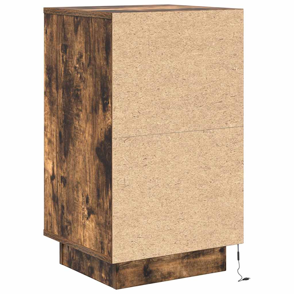 Noćni ormarić s LED svjetlima boja dimljenog hrasta 38x34x65 cm