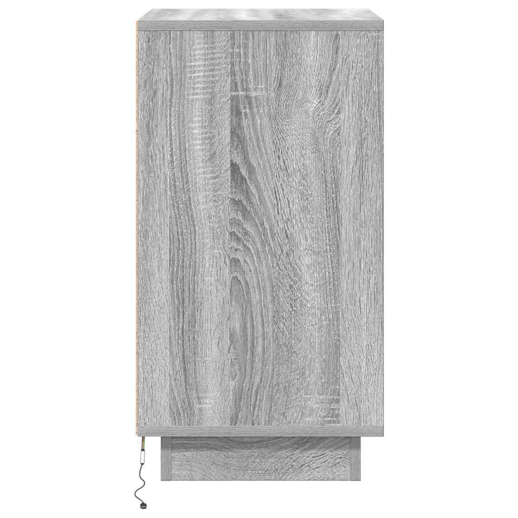 Noćni ormarić s LED svjetlima siva boja hrasta 38x34x65 cm