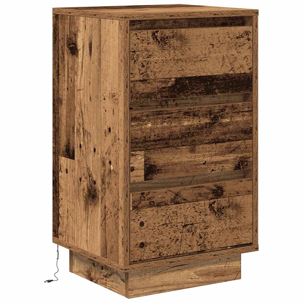 Noćni ormarić s LED svjetlima boja drva 38x34x65 cm