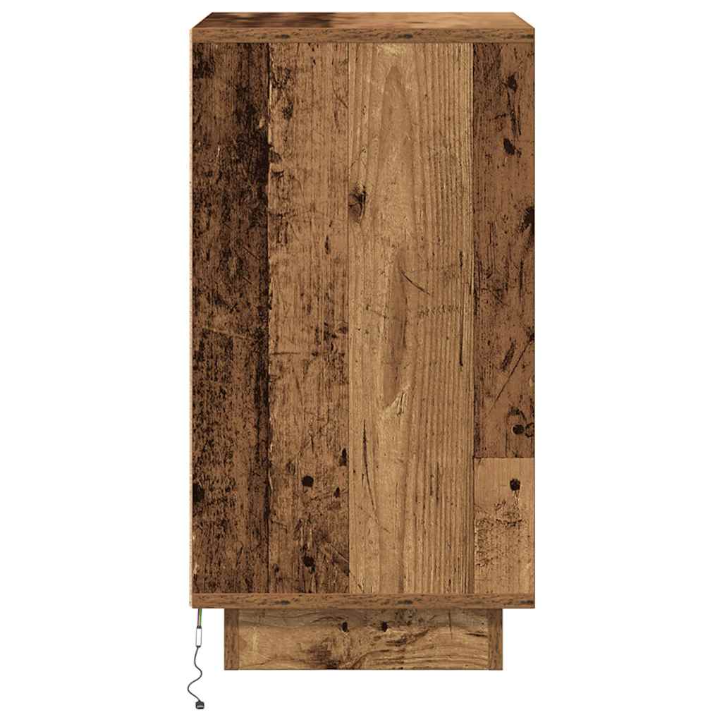 Noćni ormarić s LED svjetlima boja drva 38x34x65 cm