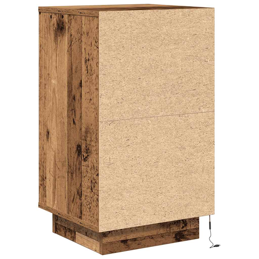 Noćni ormarić s LED svjetlima boja drva 38x34x65 cm