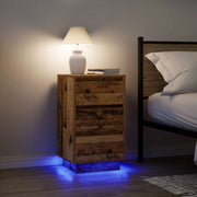 Noćni ormarić s LED svjetlima boja drva 38x34x65 cm