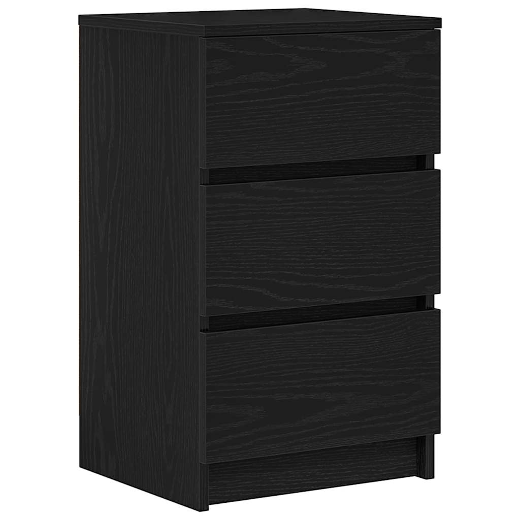 Noćni ormarić s 3 ladice crni 39x35x65 cm