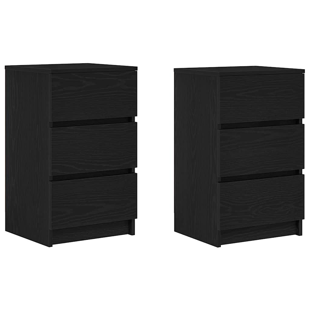 Noćni ormarići s 3 ladice 2 kom crni 39x35x65 cm