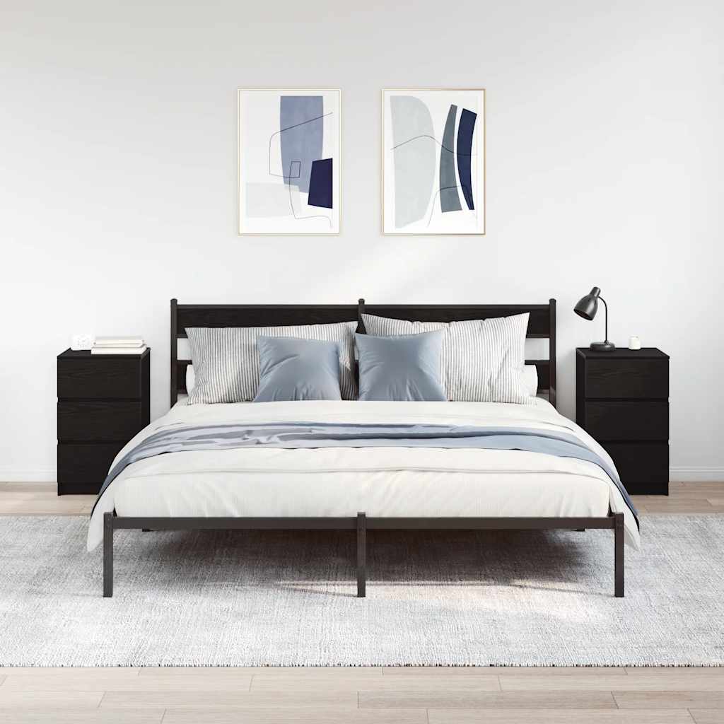 Noćni ormarići s 3 ladice 2 kom crni 39x35x65 cm