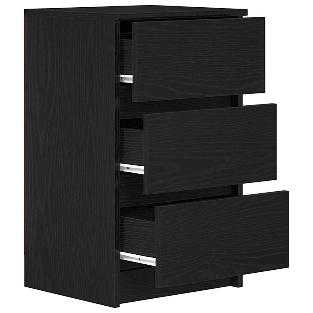 Noćni ormarići s 3 ladice 2 kom crni 39x35x65 cm