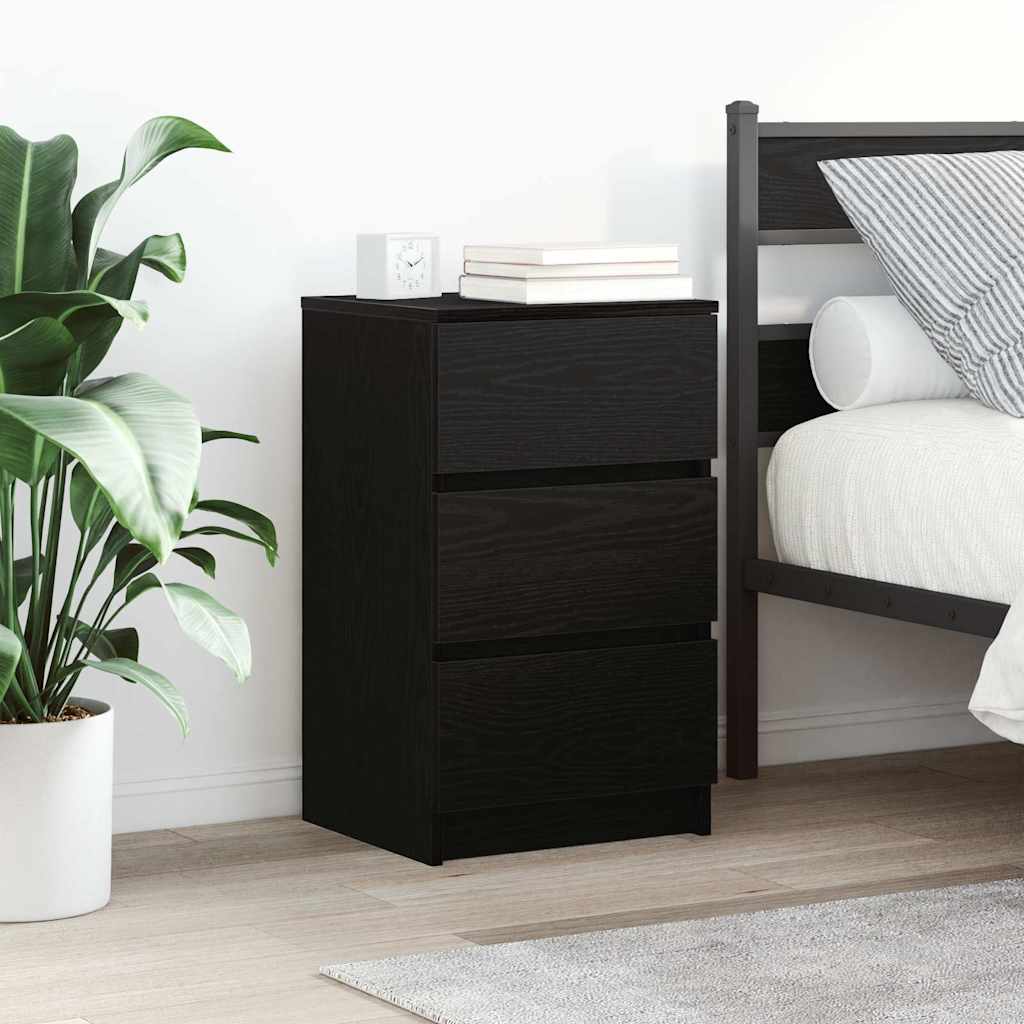 Noćni ormarići s 3 ladice 2 kom crni 39x35x65 cm