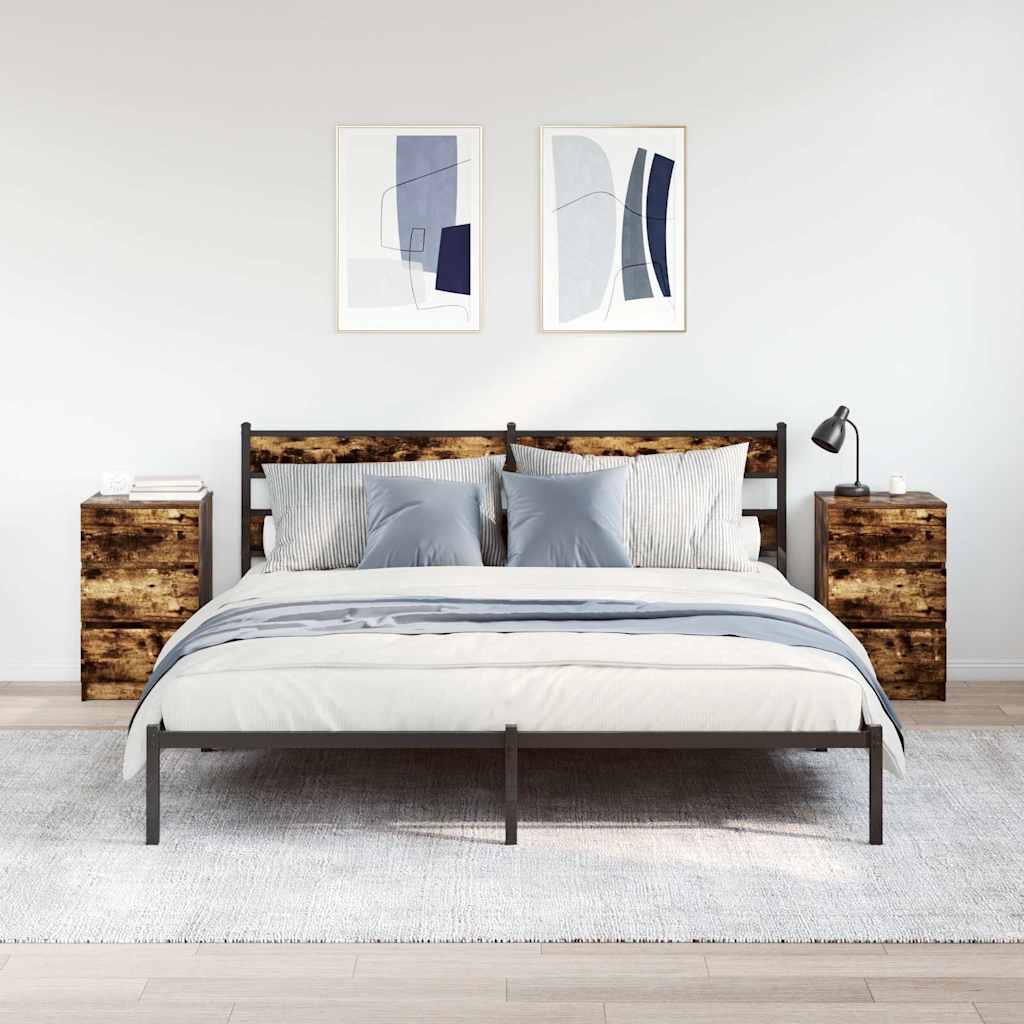 Noćni ormarići s 3 ladice 2 kom dimljeni hrast 39x35x65 cm