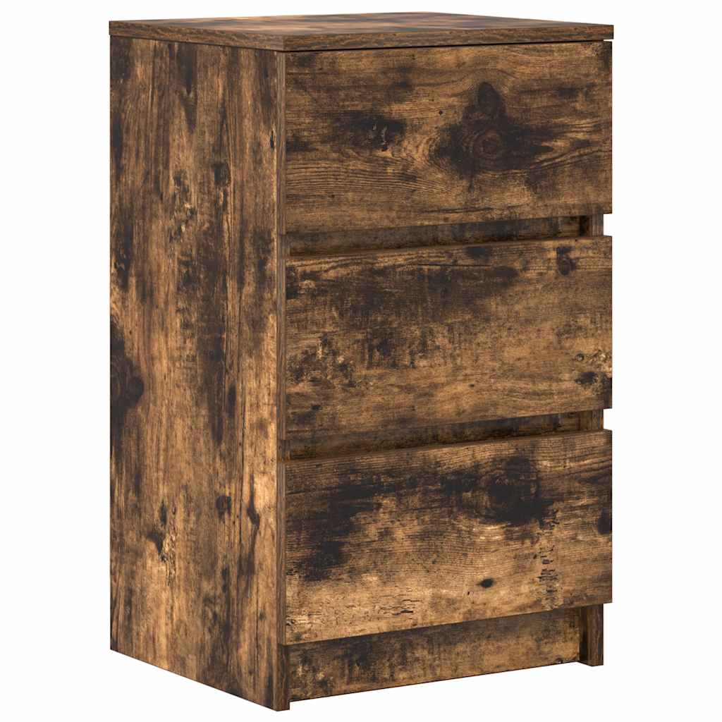 Noćni ormarići s 3 ladice 2 kom dimljeni hrast 39x35x65 cm