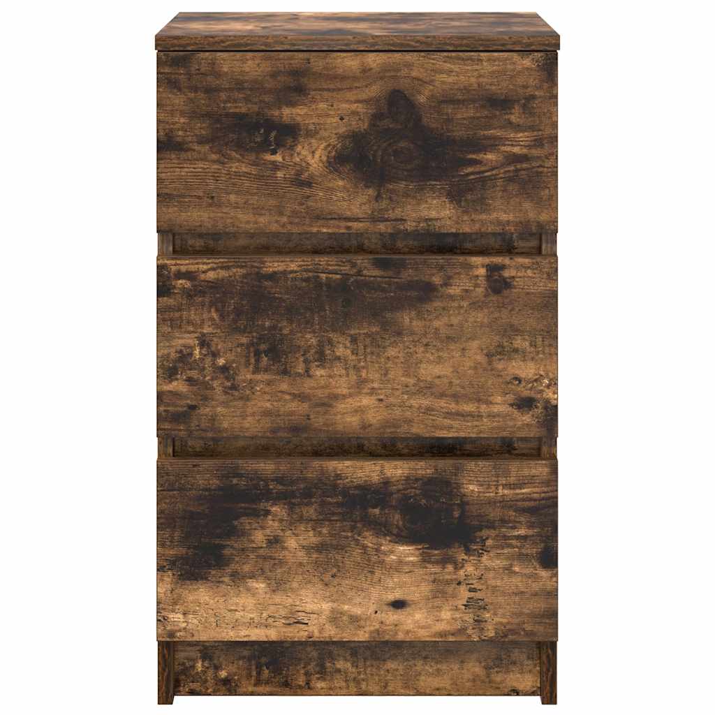 Noćni ormarići s 3 ladice 2 kom dimljeni hrast 39x35x65 cm