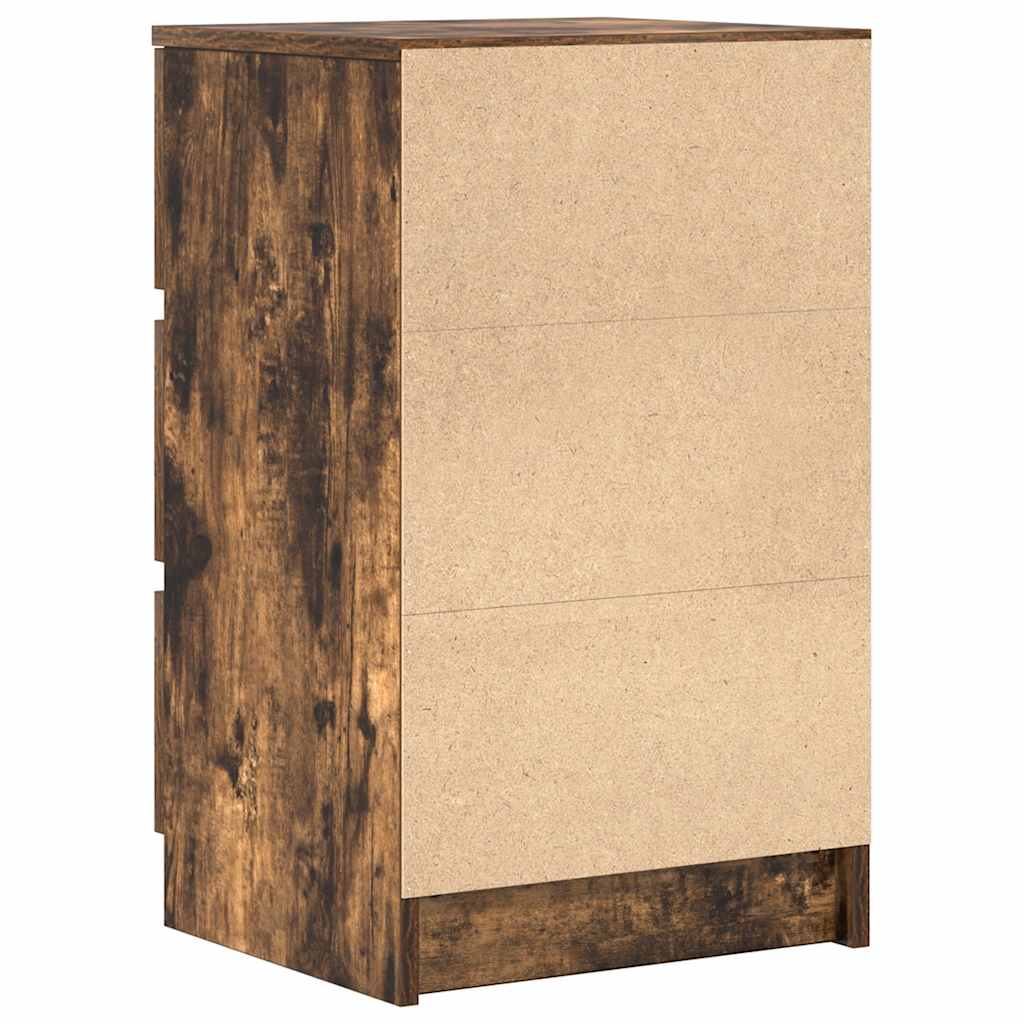 Noćni ormarići s 3 ladice 2 kom dimljeni hrast 39x35x65 cm