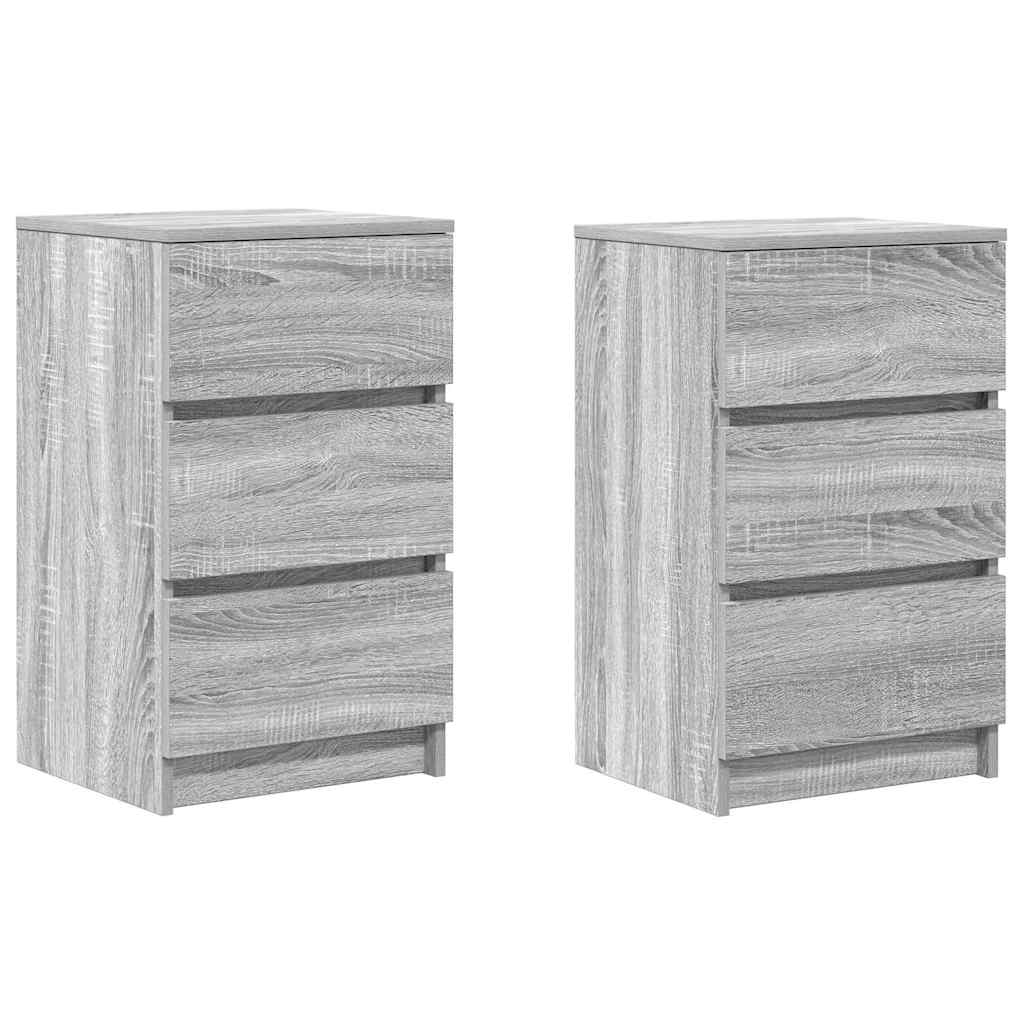 Noćni ormarići s 3 ladice 2 kom sivi sonoma 39x35x65 cm