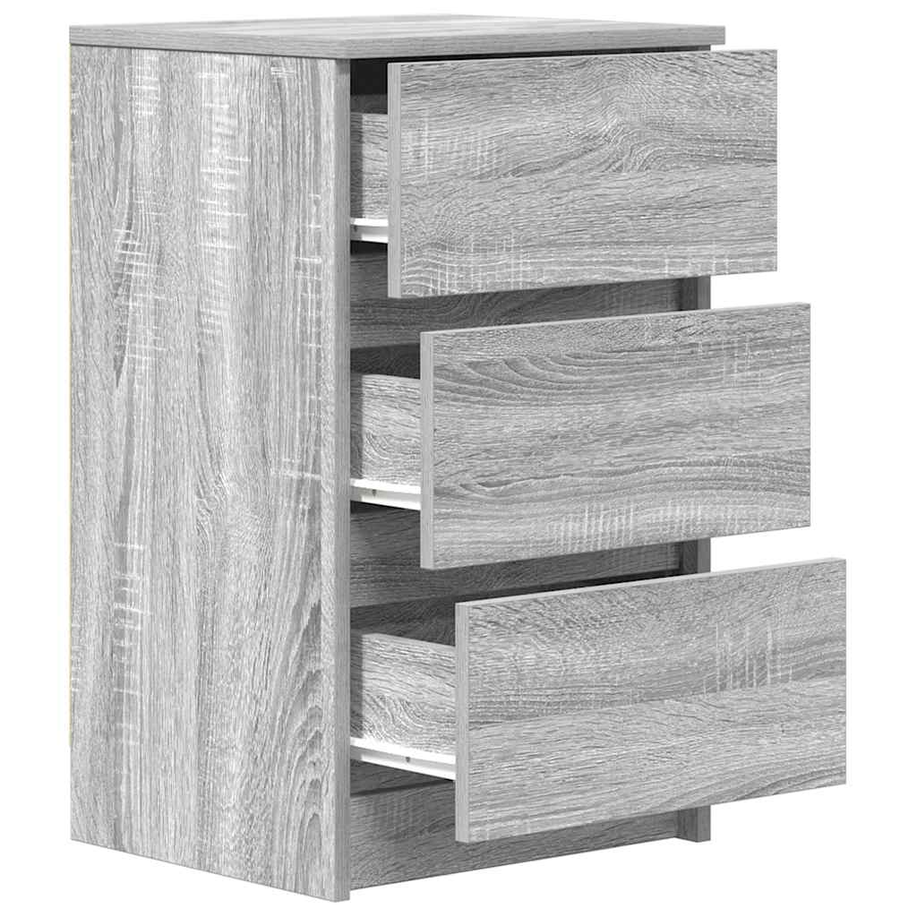Noćni ormarići s 3 ladice 2 kom sivi sonoma 39x35x65 cm